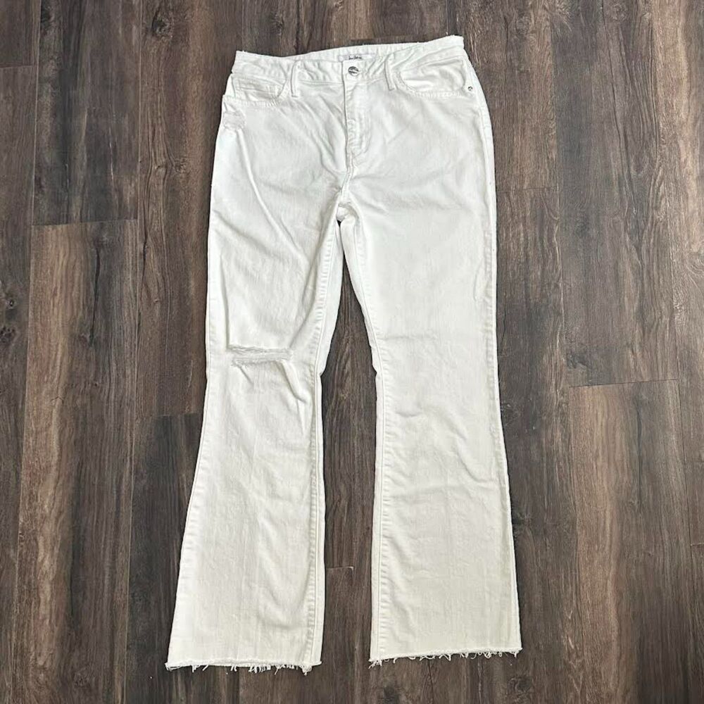 NWT Sam Edelman Jeans Stiletto Bootcut High Rise White Denim Pants Women's 14/32